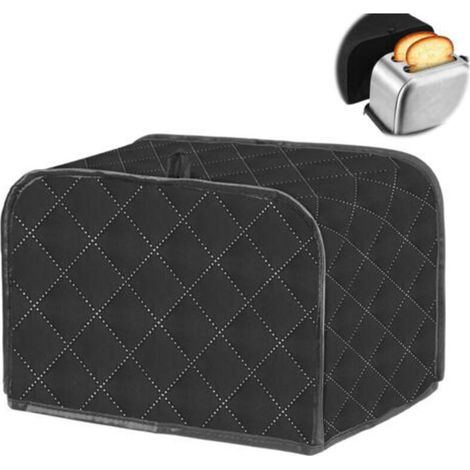 Staubdichte Toasterabdeckung für Küchengeräte, aus waschbarem Polyester, geeignet für Brotbackautomaten (schwarz) (1/4)