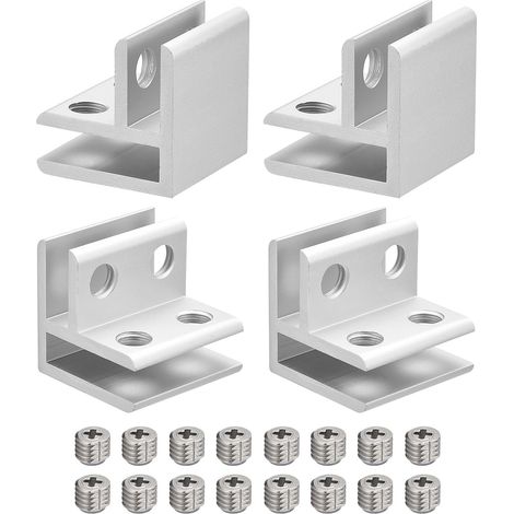 Lntyq Pince à Verre à 90 Degrés, 4 Pièces pour Support d'Étagère en Verre en Alliage d'Aluminium de 5 à 8 mm, Support de Verre Double Face pour Armoire Et Placard (1/4)