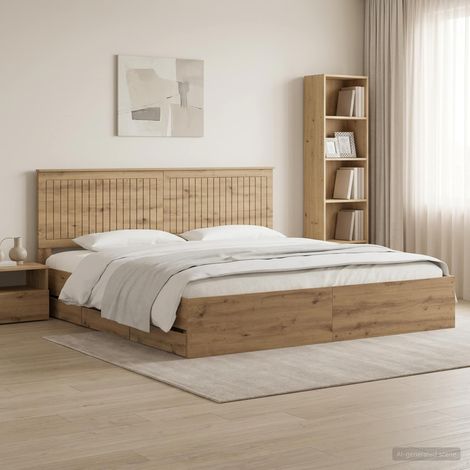 vidaXL Bed Frame with Storage and Headboard Artisan Oak 180 x 200 cm (1/5)