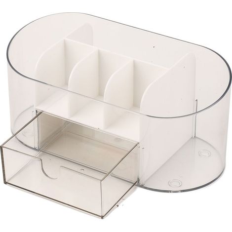 Organisateur de Maquillage Transparent avec Tiroirs - Boîte de Rangement Compartimentée pour Cosmétiques et Soins de la Peau, Blanc (1/5)