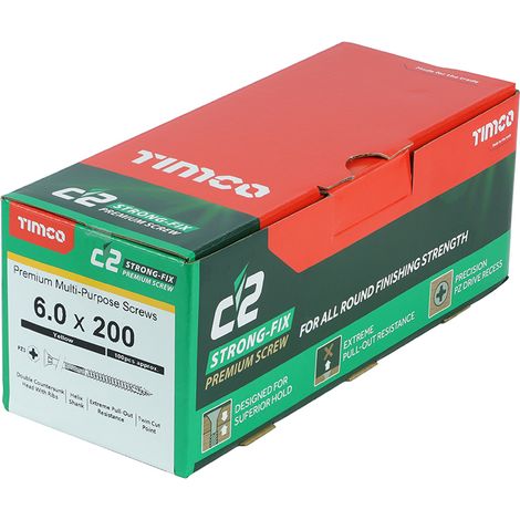TIMco 6.0 x 200mm Classic C2 Wood Screw Box Qty 100