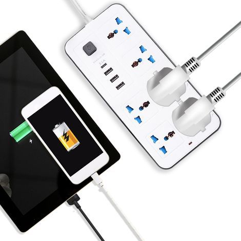 6-Outlet Power Strip with 3 USB Ports + 1 Type-C Port (6FT) - Surge Protector with Safety Button - for Office/Home (1/5)