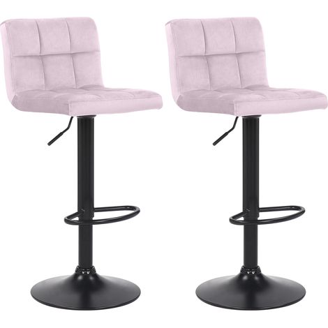 Lot de 2 Tabourets de bar Feni en velours Rose
