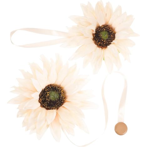 Lot de 2 Attaches de Rideau Tournesol Style Rustique en Tissu et Métal, Solides et Décoratives pour Bureau et Salon, Pince de Fixation pour Rideaux (1/5)