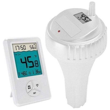 Thermomètre de piscine flottant sans fil, thermomètre intérieur extérieur pour piscine, spa, bains à remous et étangs, blanc (1/4)