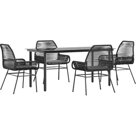 Maison Exclusive - 5-tlg. Garten-Essgruppe mit Kissen Schwarz Pol