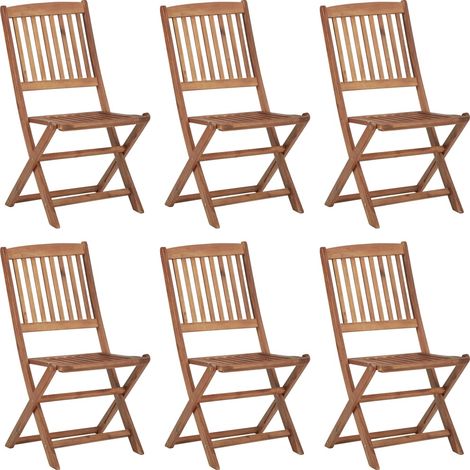Maison Exclusive - Sedie da Giardino Pieghevoli 6 pz con Cuscini Massello Acacia