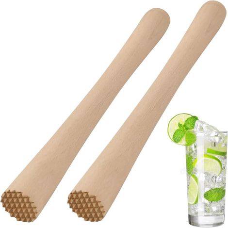 Pilon Cocktail Bois, Pilon Mojito 30cm, Pilon à Glace Portable, Pilon Bar en Bois de Hêtre, Pilon Cocktail Bar Denté, Pilon Cuisine Mojito, pour Concasser des Glaçons Cuisine Cafétéria (1/5)
