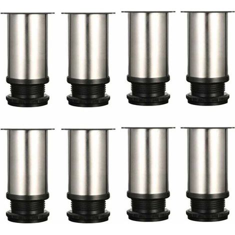 Basetbl – Set mit 8 verstellbaren Möbelfüßen – Verchromtes Metall – Höhenverstellbar 80–95 mm – Inkl. Befestigungsschrauben – Für verschiedene Möbel (1/4)