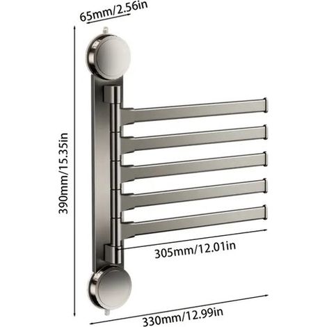 Toallero plegable de aluminio de 1 pieza, plano, sin necesidad de taladrar, con ventosas para ahorrar espacio. (1/2)