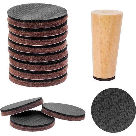 12 Pcs Patin Chaise Feutre Ronds, 50 mm Patins pour Meubles Auto-adhésifs, Tampon Pied de Chaise Caoutchouc Antidérapant, Tampon Caoutchouc adhesif, Patin Antiderapant pour Pieds de lit et Meuble (1/5)