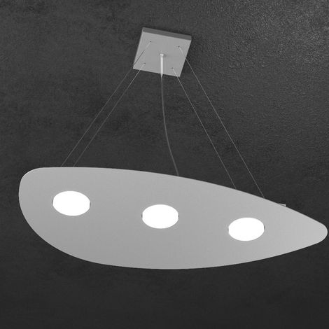 Lampadario moderno top light shape 1143 s3+2 gx53 led metallo sospensione, finitura metallo grigio