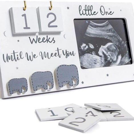 Cadre photo pour échographie avec compte à rebours semaines bébé - - Cadeau grossesse futurs parents grand-parent future maman (1/5)