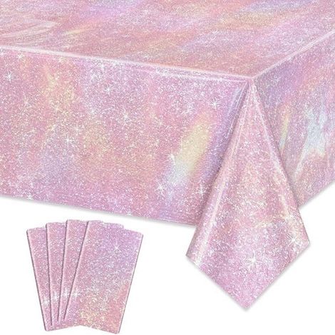 Nappes roses pour fête, décorations de fête - résistantes et faciles à nettoyer, lot de 5, 137 x 274 cm (1/5)