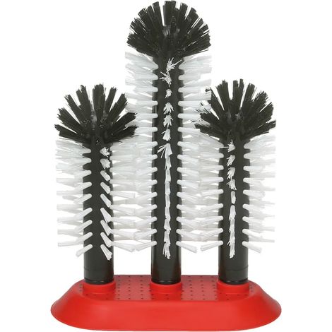 Lave verre brosse, Brosses de nettoyage pour verre - avec plaque à ventouses, 2 x 18 cm + 1 x 25 cm