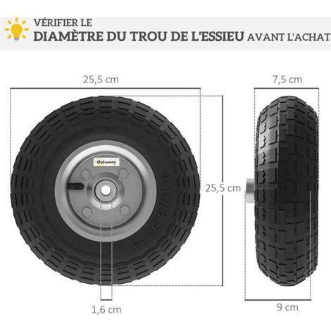 Lot de 2 Pneus Pneumatiques de Remplacement Alésage de 16mm pour Chariot de Jardin, Brouette et diable (1/4)