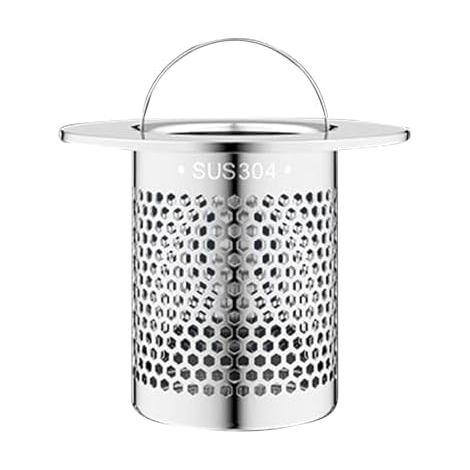 Panier-filtre pour évier de cuisine, crépine pour évier de buanderie Filtre de vidange en acier inoxydable à mailles fines, résistant à la rouille Panier-filtre avec poignée (1/5)
