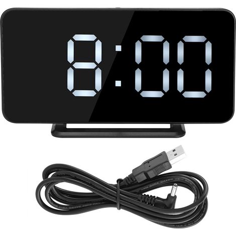 Réveil électronique numérique avec affichage LED pour bureau (cadre noir) (1/4)