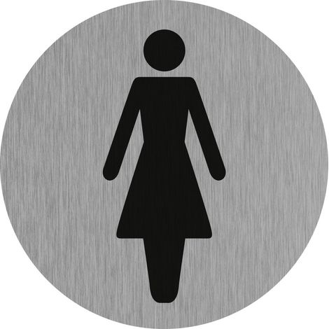 Plaque signalétique adhésive ronde aluminium "toilettes femme" - NOVAP