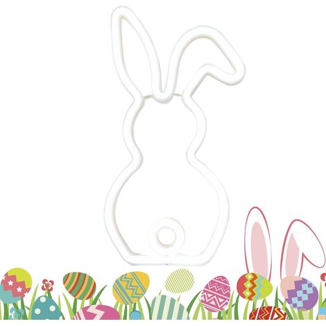 Lumières néon de Pâques en forme de lapin - Décoration de Pâques - (1/5)