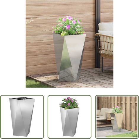 Terrassenpflanzer - Pflanzkübel Silber 40 x 40 x 75 cm Verzinkter Stahl (1/5)