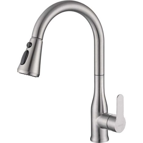 High Arc Kitchen Sink Mixer Tap, Kitchen Faucet with Pull-Out Sprayer, 360° Swivel Mixer Tap, Spring-Loaded Sink Faucet (1/4)