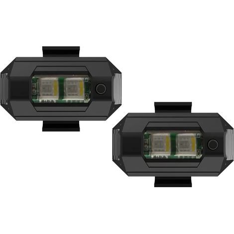 Lot de 2 feux stroboscopiques LED rechargeables par USB pour moto, universels, légers et haute visibilité. (1/5)