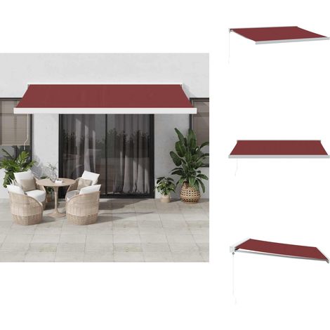 The Living Store Auvent manuel rétractable bordeaux 400x300 cm - Protection solaire (1/5)