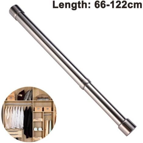 Tringle à vêtements télescopique en acier inoxydable – Longueur ajustable 66-122 cm – Pour armoire, douche et balcon