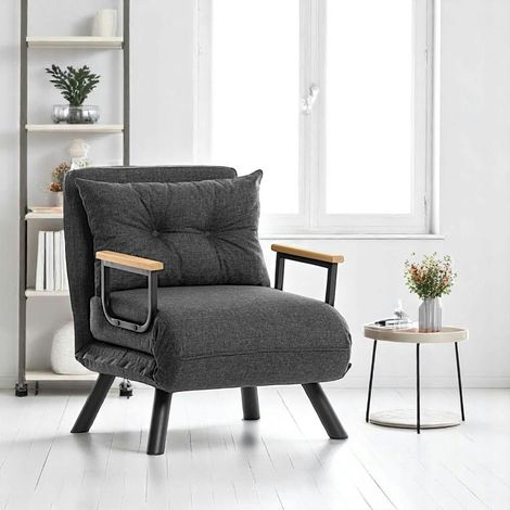 Fauteuil convertible gris foncé - coussin assorti MODI (1/5)