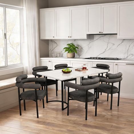 Ensemble table et 6 chaises de salle à manger en métal gris (1/5)