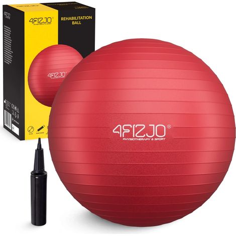 Palla da ginnastica gonfiabile 4FIZJO per esercizi, 55 cm, rossa