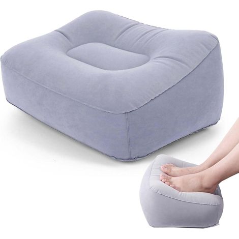 Repose-pieds gonflable pour voyage en avion et bureau, coussin de repos portable pour les jambes, élévation des pieds pour vol économique, bureau à domicile, utilisation en voiture - Gris (1/5)