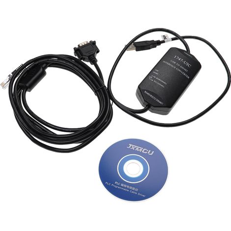 vhbw Programmierkabel RS-232 kompatibel mit ABSLC5/01/02/03/05 Computer & Peripheriegeräte - Seriell Adapter mit Treiber CD, 300 cm Schwarz (1/3)