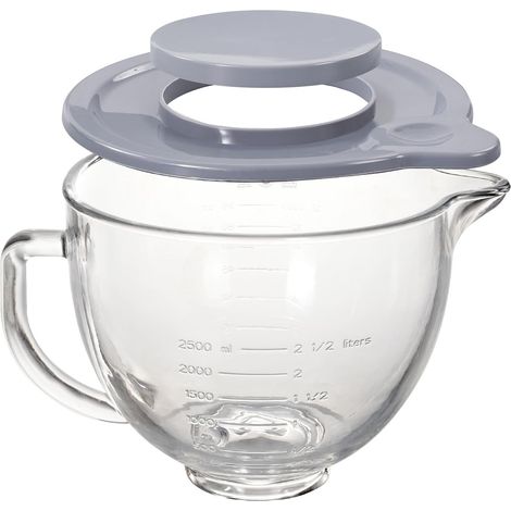 Glasschüssel – 1-teilig – Gehärtetes Glas – Spülmaschinenfest – Für Küchenmaschinen mit 4,3 l bis 4,8 l Fassungsvermögen – Mit Deckel (1/5)