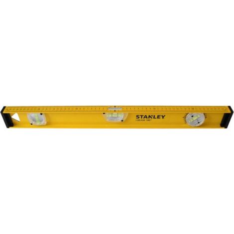 STANLEY Nivel perfilado de aluminio, 120 cm, 3 burbujas (horizontal, vertical y graduable), regla en centímetros, extremos protectores, precisión +/- 1.5mm/m, 1-42-923