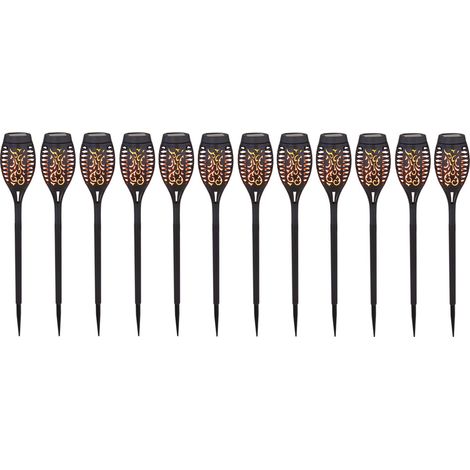 Solar Flammen Fackeln Gartenleuchte Solarlicht im Freien Solarfackeln für Außen Flamme Solarleuchten Fackel für Außen, Feuereffekt, 12x LED, DxH 7,5x51 cm, 12er Set