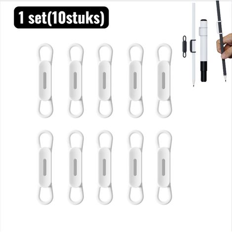 Lot de 10 porte stylos magnétiques en silicone blanc support de rangement universel pour stylos marqueurs et petits accessoires à fixer sur réfrigérateur meubles magnétiques et surfaces adaptées (1/5)