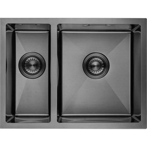 LOMAZOO Évier de cuisine Galaxy en acier inoxydable - double bac