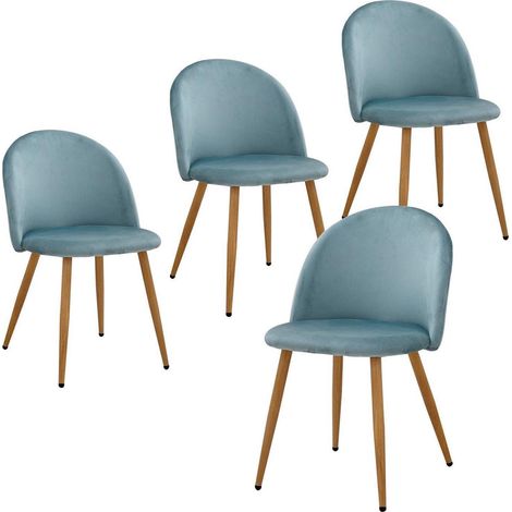 Esszimmerstühle 4er Set Samt Grün mit Holzbeinen, ergonomisch (1/5)