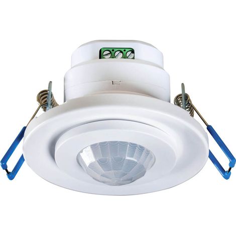 Tibelec – Détecteur de mouvement encastré PIR 360° – Portée 8m – Extra-plat diamètre 80mm – Installation intérieure – Réglage temporisation et luminosité