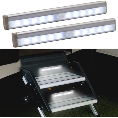 Bande lumineuse magnétique à détecteur de mouvement pour camping-car, alimentée par piles (10 LED), idéale pour les voyages en camping-car, caravanes et fourgons aménagés (2 bandes par paquet) (1/5)