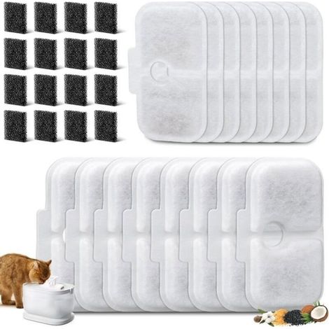 Pack of 16 Replacement Filters for Cat Fountain with Pre-filter Sponges, Compatible Cat Water Fountain Filters (1/5)