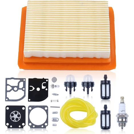 Kit de filtre à air pour débroussailleuse Stihl FS120 FS200 FS250 FS300 FS350 avec kit de réparation de carburateur Bougie Filtre à carburant Tuyau OEM 41341410300 (1/5)