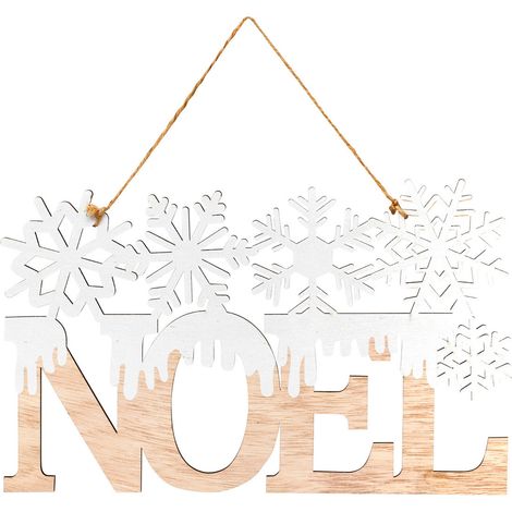 Suspension de Noël déco Flocons en Bois naturel et Blanc L 30 cm - Feeric Christmas (1/2)