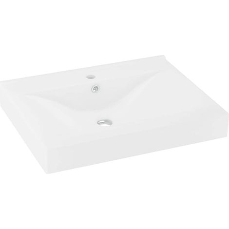 Lavabo avec trou de robinet Blanc mat 60x46 cm Céramique