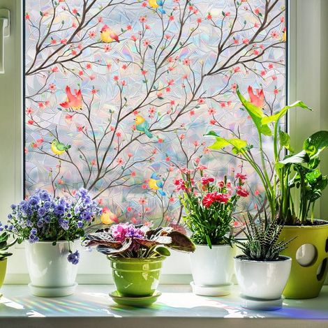 Decorative window film, 40 × 120 cm, coloured double-sided electrostatic adhesive, suitable for decorating living rooms. (1/5)