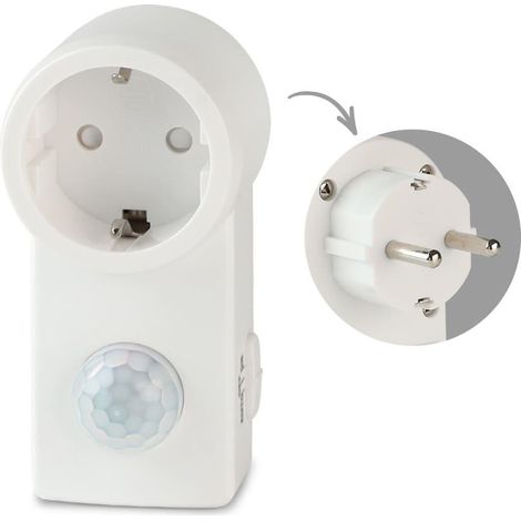 Steckdose mit Bewegungsmelder - PIR 120° IP20 - Reichweite bis 9m weiß (1/4)