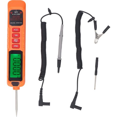 Testeur tension voiture stylo bidirectionnel auto – Multimètre numérique rétroéclairé 600V AC DC continuité résistance, mesure (1/5)