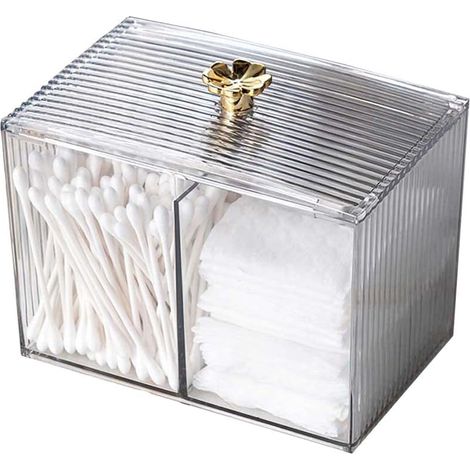 Porta cotton fioc, organizer per trucchi, contenitore per struccanti, porta cotton fioc in acrilico trasparente, per WC, bagno, camera da letto